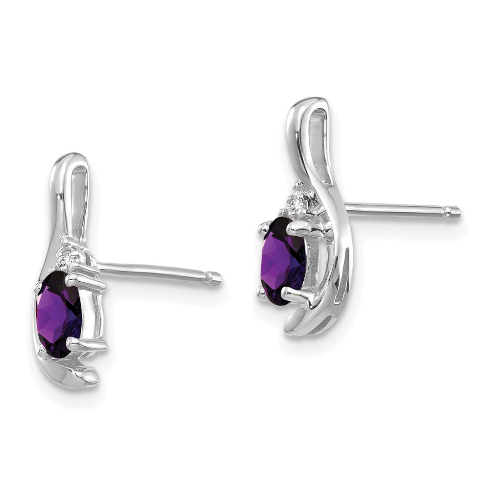 14K Weißgold Ohrstecker mit Amethyst und Diamant