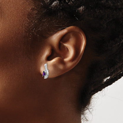14K Weißgold Ohrstecker mit Amethyst und Diamant