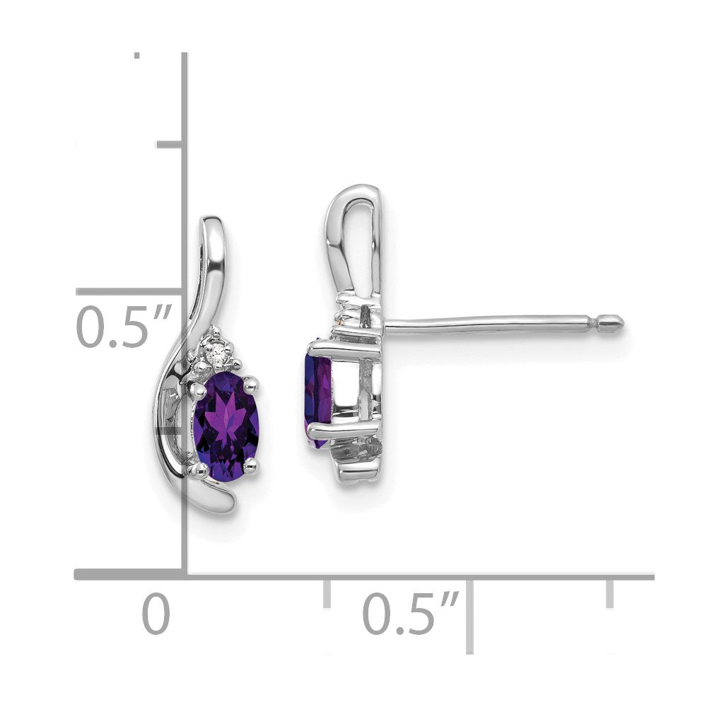14K Weißgold Ohrstecker mit Amethyst und Diamant