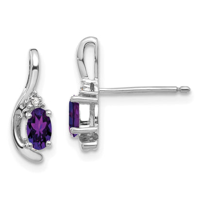 14K Weißgold Ohrstecker mit Amethyst und Diamant