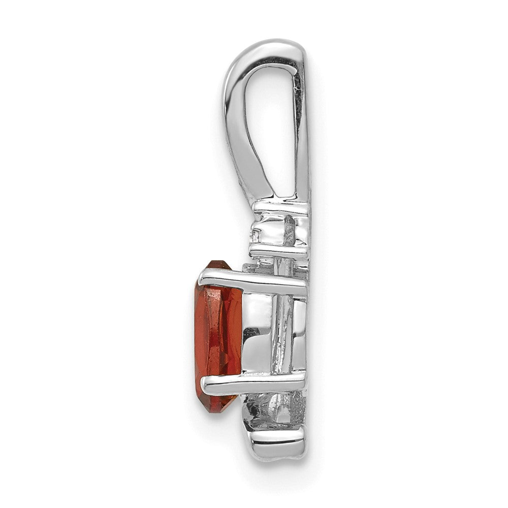 14K Weißgold Anhänger mit Granat und Diamant