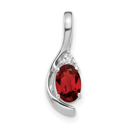 14K Weißgold Anhänger mit Granat und Diamant