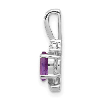 14K Weißgold Amethyst-Diamant-Anhänger