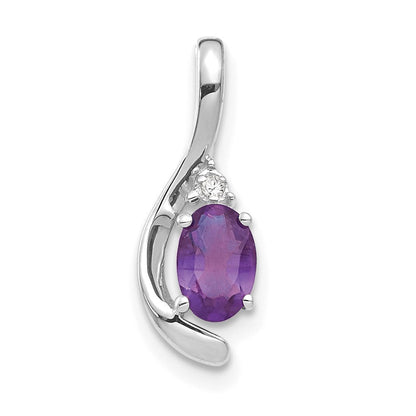 14K Weißgold Amethyst-Diamant-Anhänger
