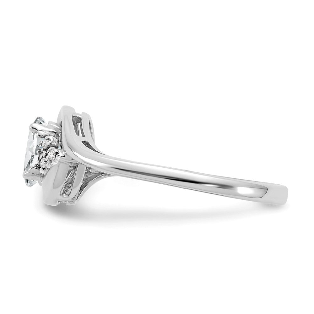14K Weißgold Ring mit Topas und echten Diamanten