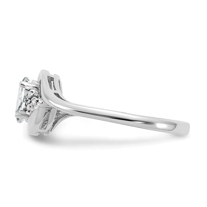 14K Weißgold Ring mit Topas und echten Diamanten