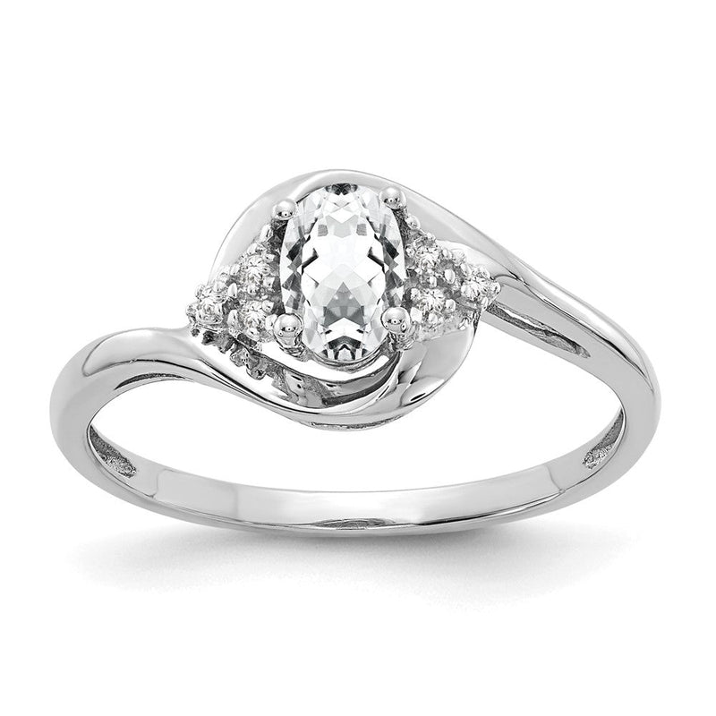 14K Weißgold Ring mit Topas und Diamanten