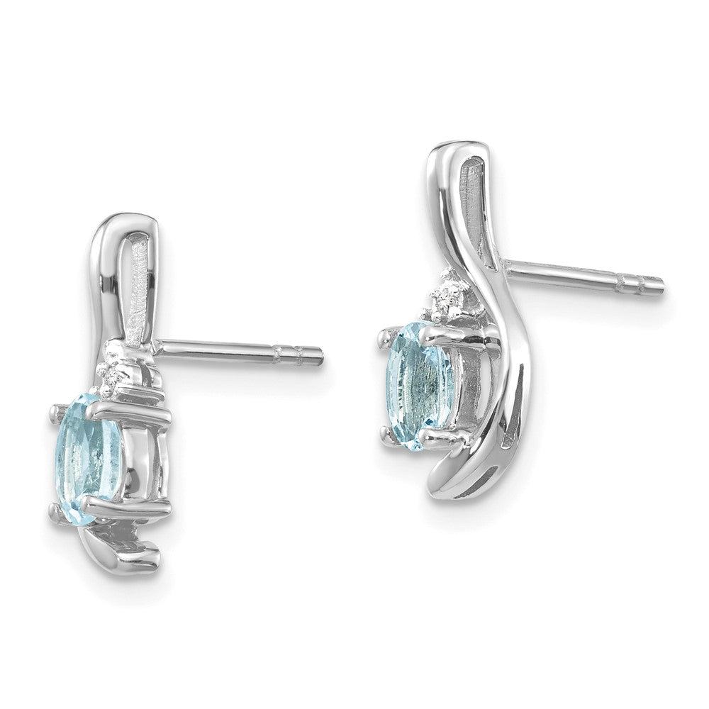 14K Weißgold Ohrstecker mit Aquamarin und Diamant