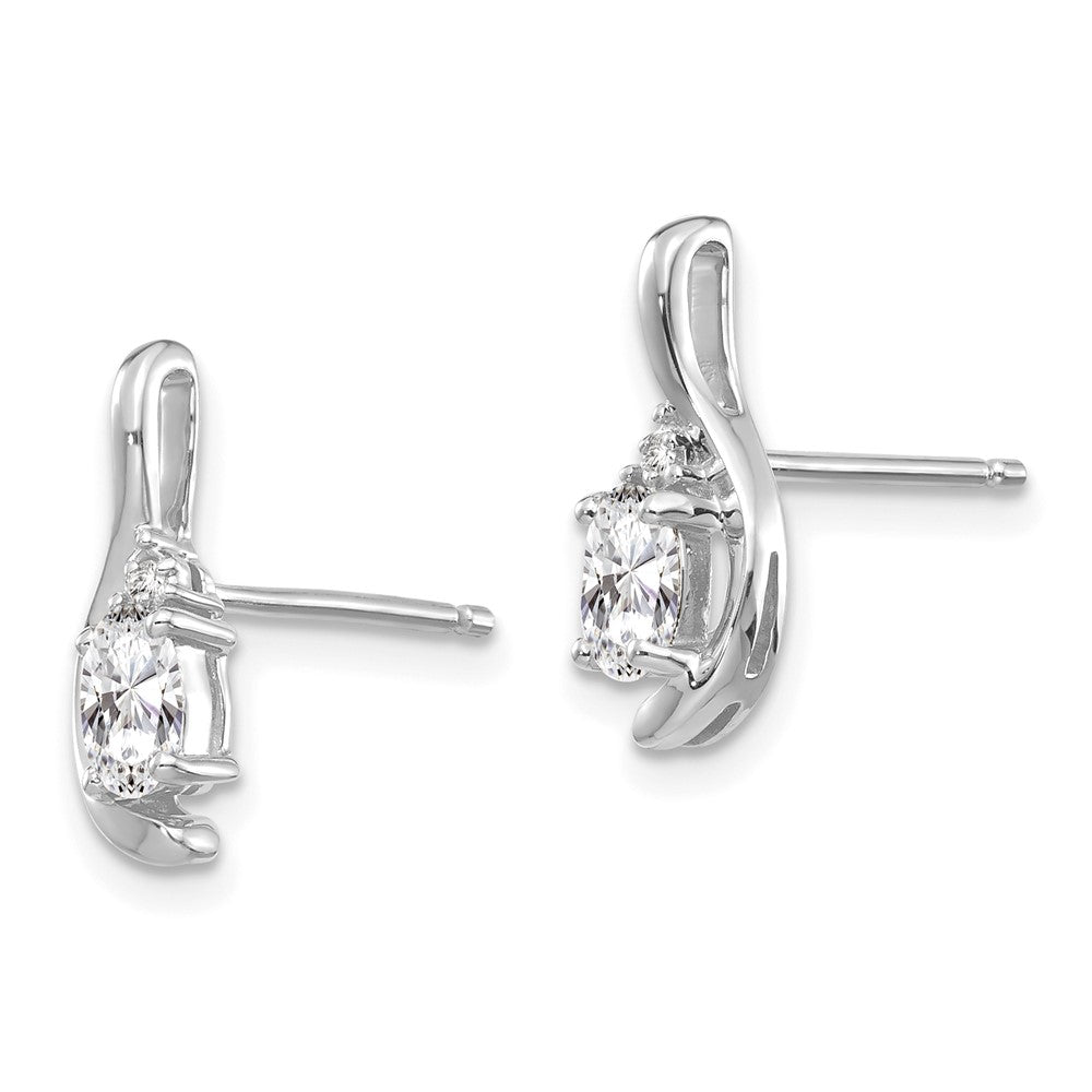 14K Weißgold Ohrringe mit Weißem Topas und Diamant
