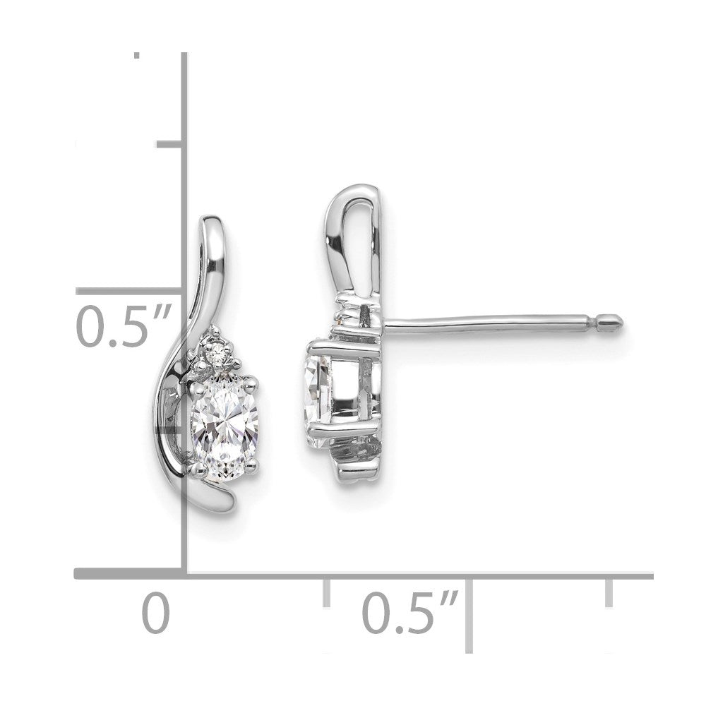 14K Weißgold Ohrringe mit Weißem Topas und Diamant