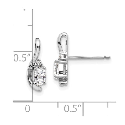 14K Weißgold Ohrringe mit Weißem Topas und Diamant