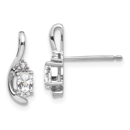 14K Weißgold Ohrringe mit Weißem Topas und Diamant