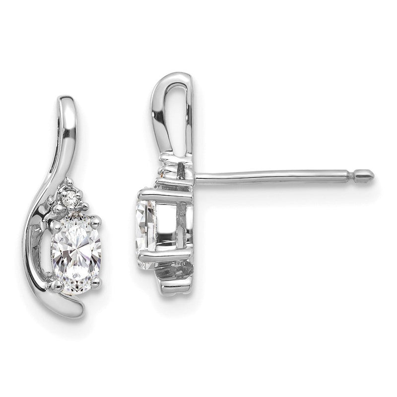 14K Weißgold Ohrringe mit weißem Topas und Diamant