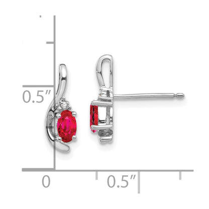 14K Weißgold Ohrstecker mit Rubin und Diamant