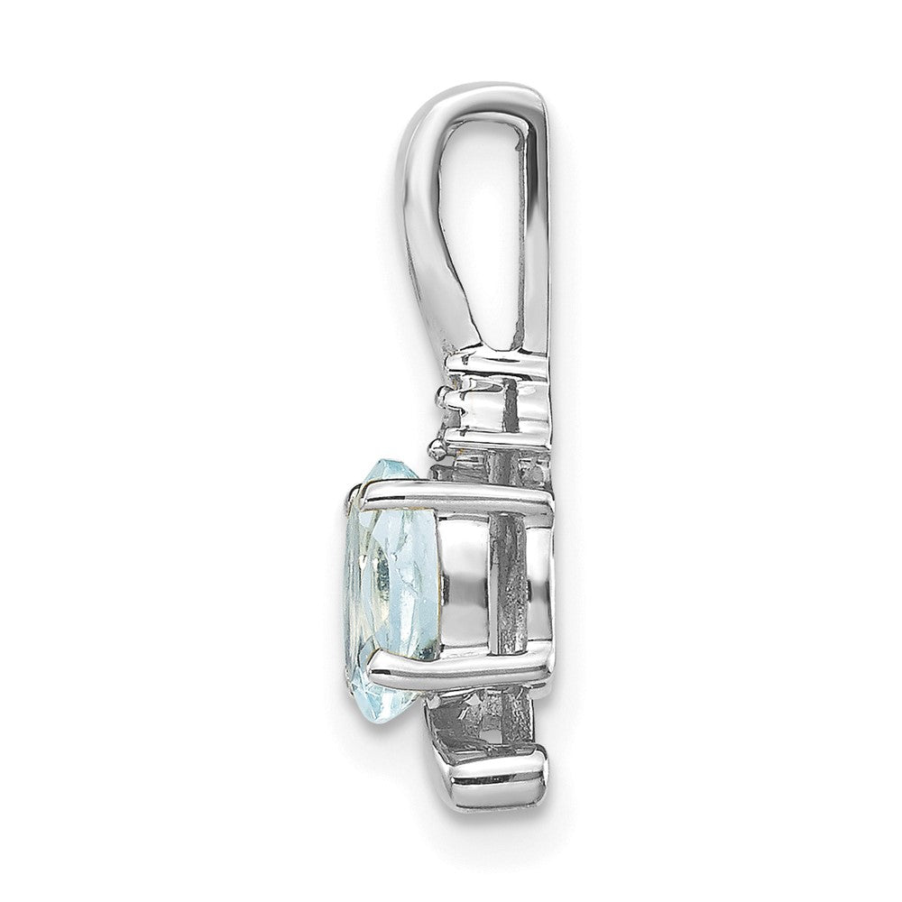 14K Weißgold Aquamarin-Diamant-Anhänger