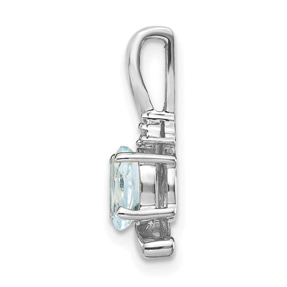 14K Weißgold Aquamarin-Diamant-Anhänger