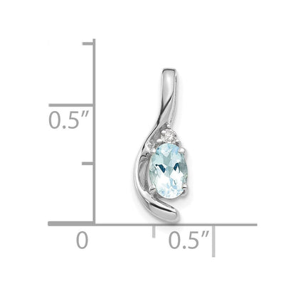 14K Weißgold Aquamarin-Diamant-Anhänger