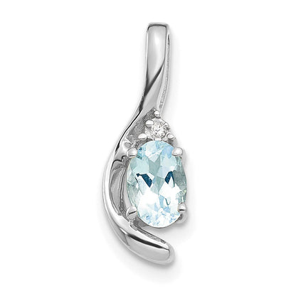 14K Weißgold Aquamarin-Diamant-Anhänger