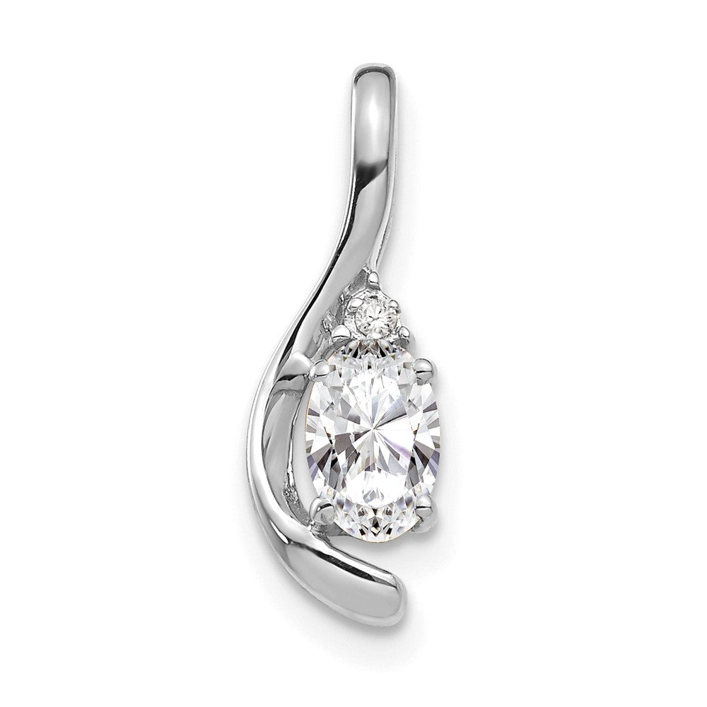 14K Weißgold Weißtopas-Diamant-Anhänger