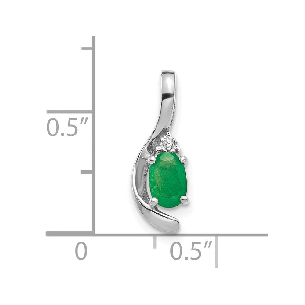 14K Weißgold Smaragd- und Diamant-Anhänger