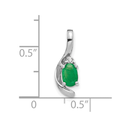 14K Weißgold Smaragd- und Diamant-Anhänger