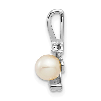 14K Weißgold Anhänger mit Zuchtperle und Diamant