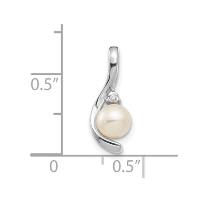 14K Weißgold Anhänger mit Zuchtperle und Diamant