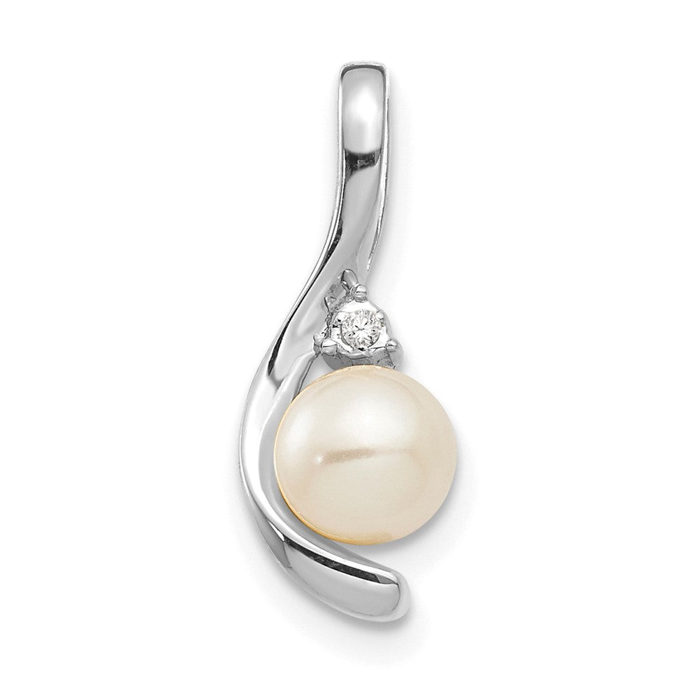 14K Weißgold Anhänger mit Zuchtperle und Diamant
