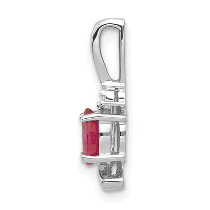 14K Weißgold Rubin und Diamant Anhänger