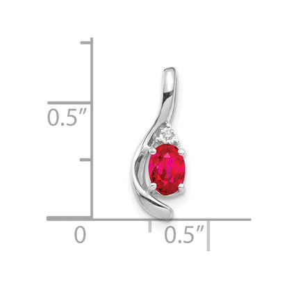 14K Weißgold Rubin und Diamant Anhänger