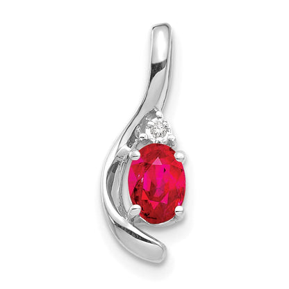 14K Weißgold Rubin und Diamant Anhänger