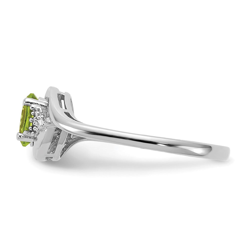 14K Weißgold Ring mit Peridot und echten Diamanten
