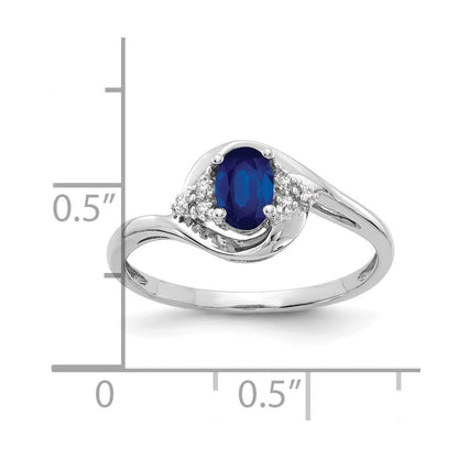 14K Weißgold Ring mit Saphir und echtem Diamant