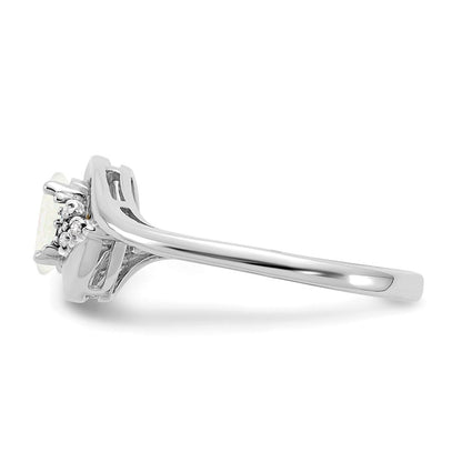 14K Weißgold Ring mit Opal und echtem Diamant