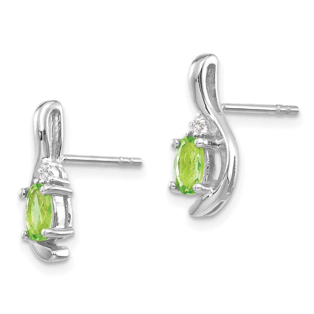14K Weißgold Peridot- und Diamant-Ohrstecker