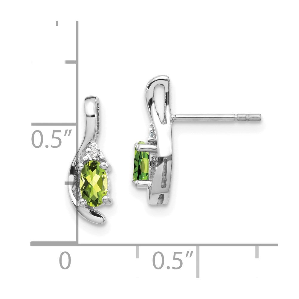 14K Weißgold Peridot- und Diamant-Ohrstecker