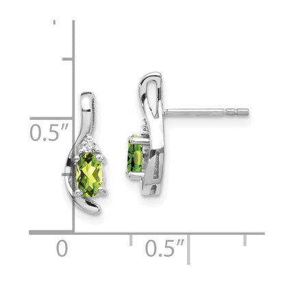 14K Weißgold Peridot- und Diamant-Ohrstecker
