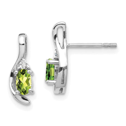 14K Weißgold Peridot- und Diamant-Ohrstecker