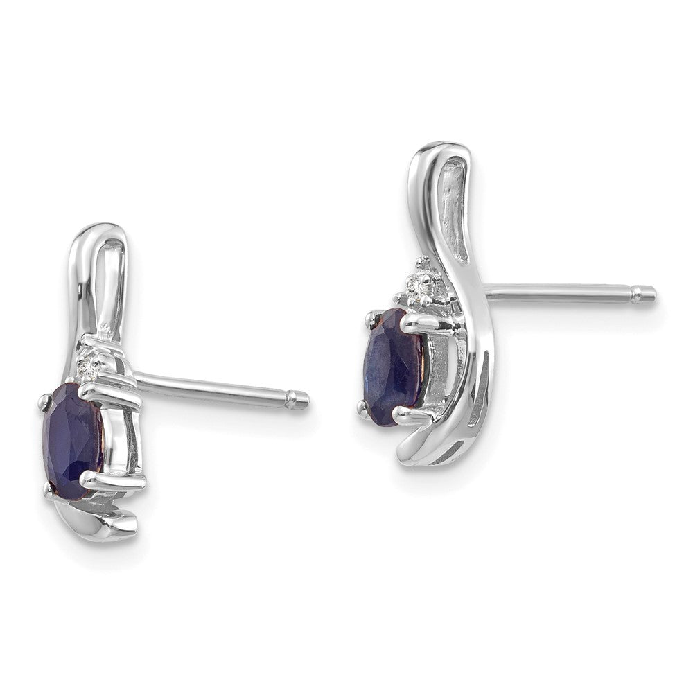 14K Weißgold Ohrringe mit Saphir und Diamant