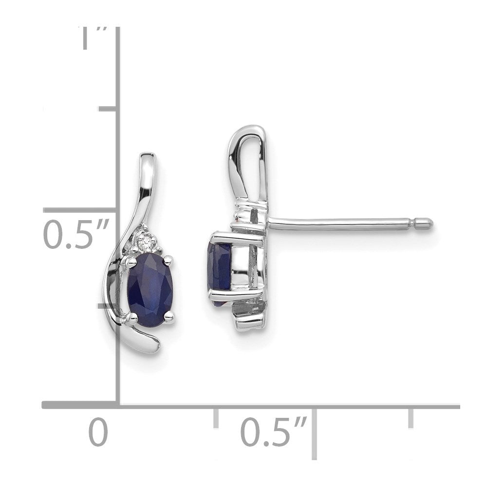 14K Weißgold Ohrringe mit Saphir und Diamant