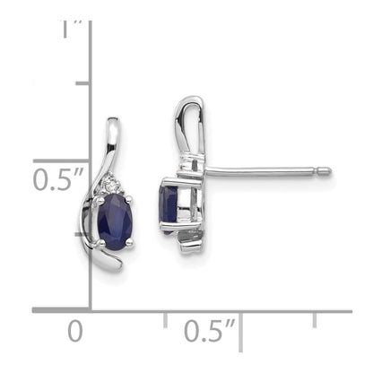 14K Weißgold Ohrringe mit Saphir und Diamant