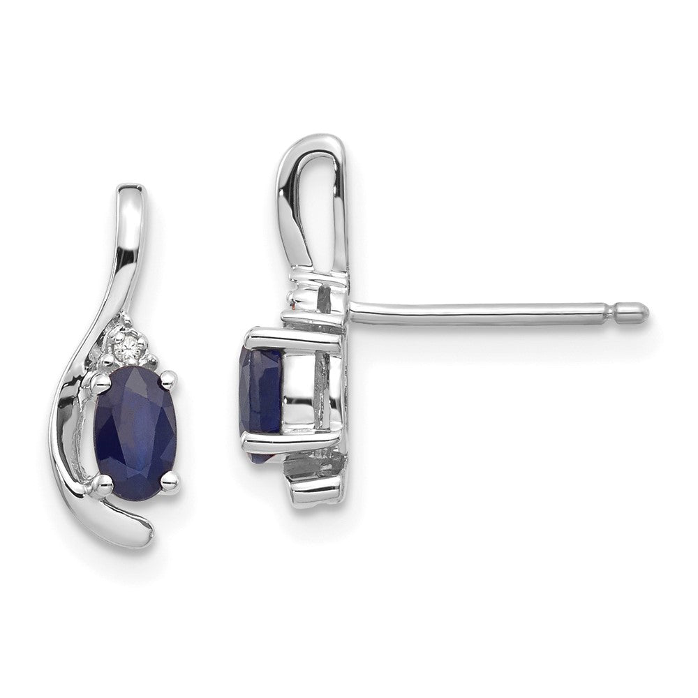 14K Weißgold Ohrringe mit Saphir und Diamant