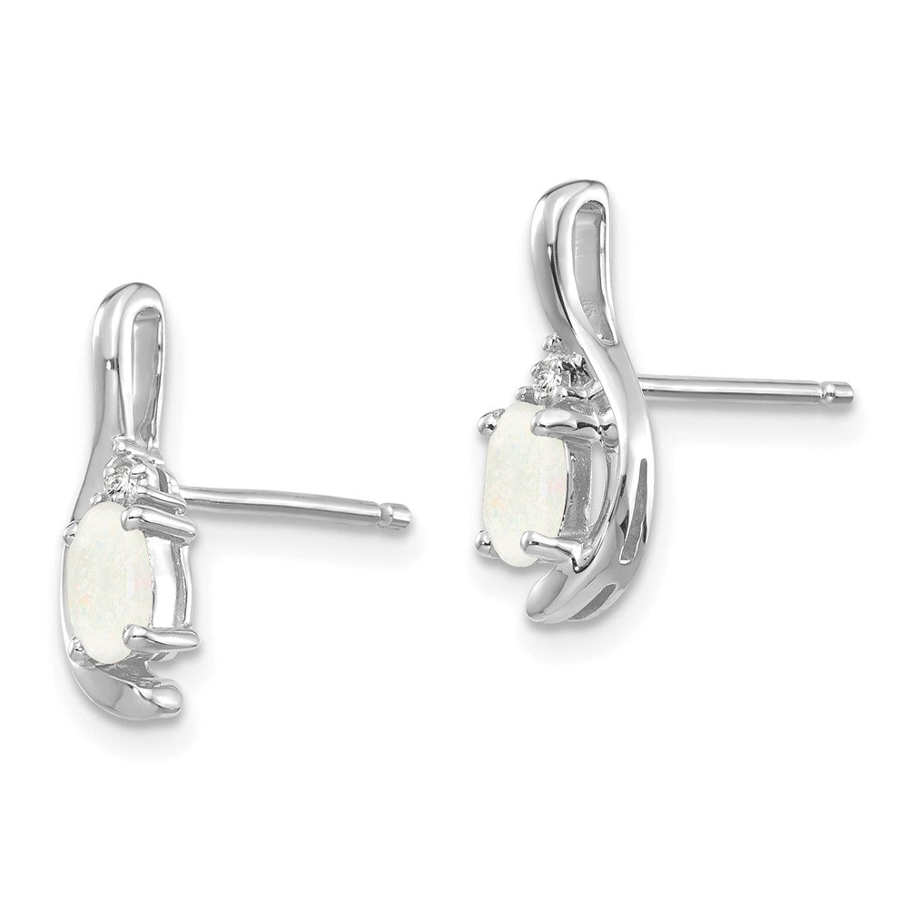 14K Weißgold Opal-Diamant-Ohrringe