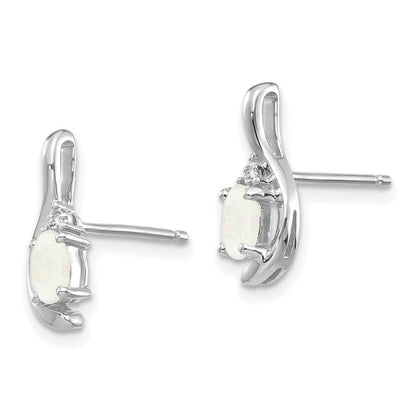 14K Weißgold Opal-Diamant-Ohrringe
