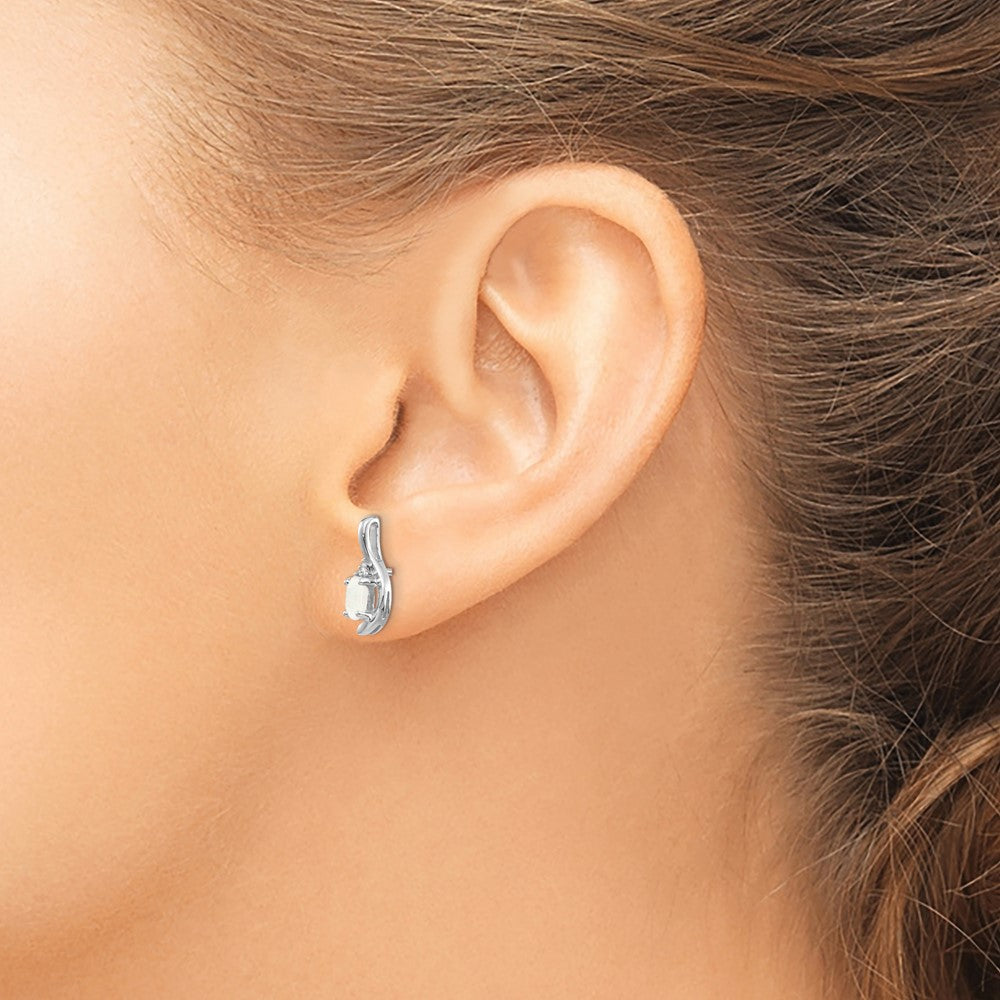 14K Weißgold Opal-Diamant-Ohrringe