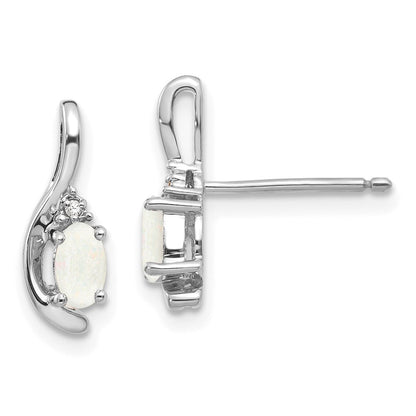 14K Weißgold Opal-Diamant-Ohrringe