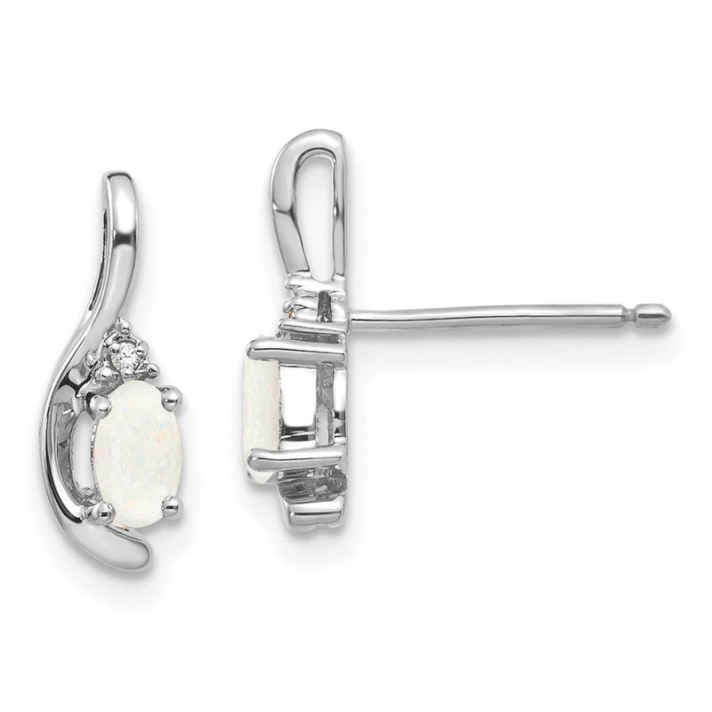 14K Weißgold Ohrringe mit Opal und Diamant