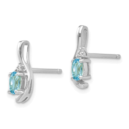 14K Weißgold Ohrringe mit Blautopas und Diamant