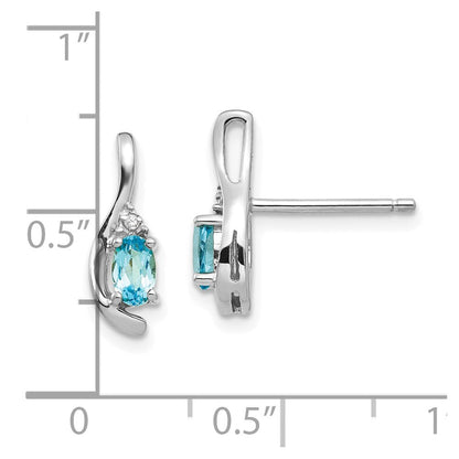14K Weißgold Ohrringe mit Blautopas und Diamant