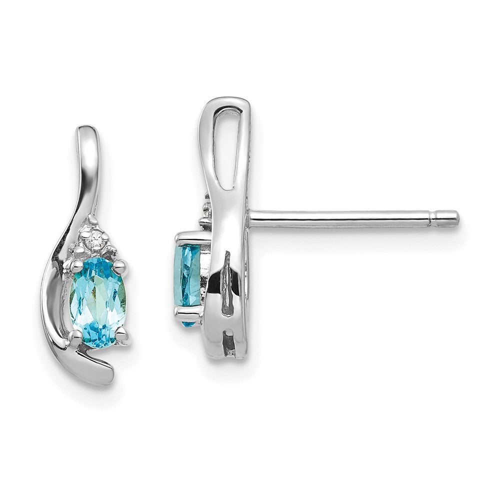 14K Weißgold Ohrringe mit Blautopas und Diamant